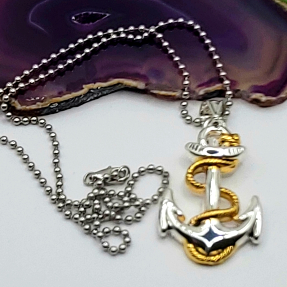 Mens Anchor Necklace Nwts